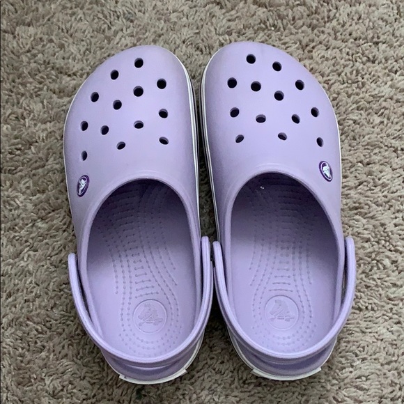 purple platform crocs